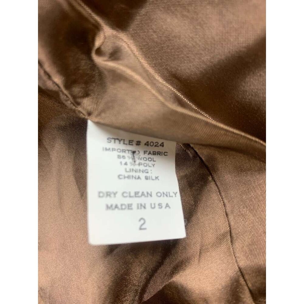 Carolina Williamson Blazer Women 2 Brown Wool Blend Three Button Front USA Made - Picture 4 of 8